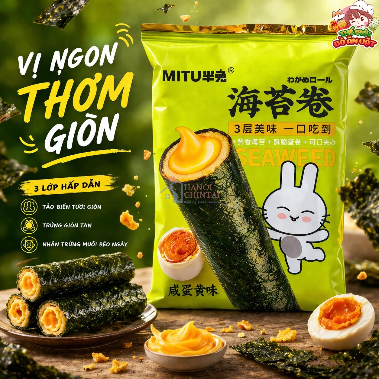 Bánh rong biển cuộn- Vị trứng muối 42g