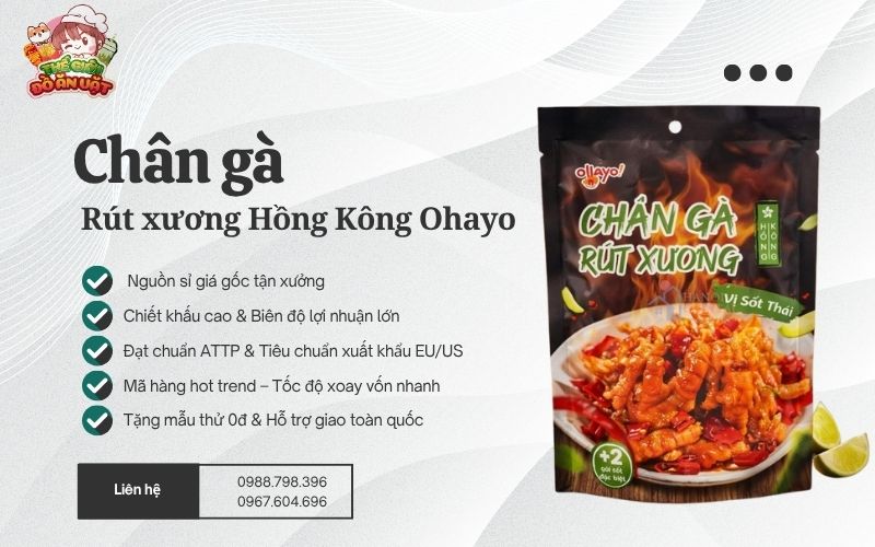 Ch&acirc;n g&agrave; r&uacute;t xương Hồng K&ocirc;ng vị sốt Th&aacute;i Ohayo&nbsp;gi&aacute; sỉ 
