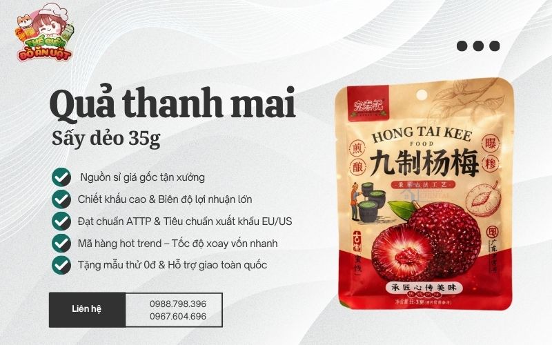 Nguồn sỉ quả thanh mai sấy dẻo 35g