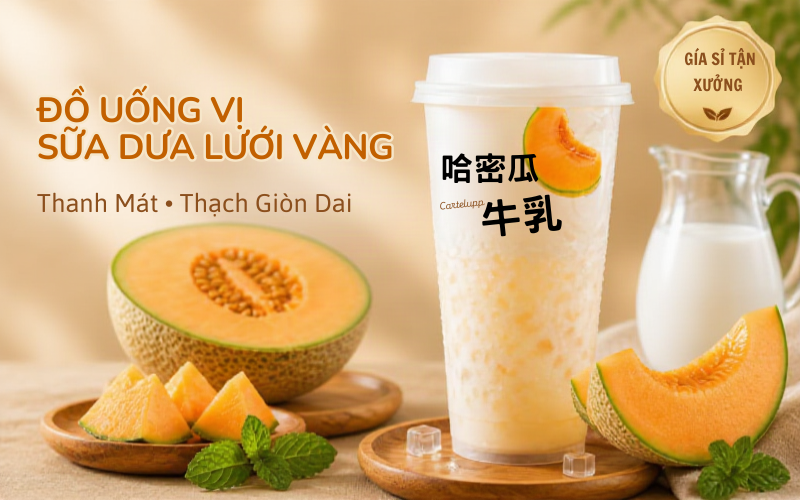 Đồ uống vị sữa dưa lưới v&agrave;ng