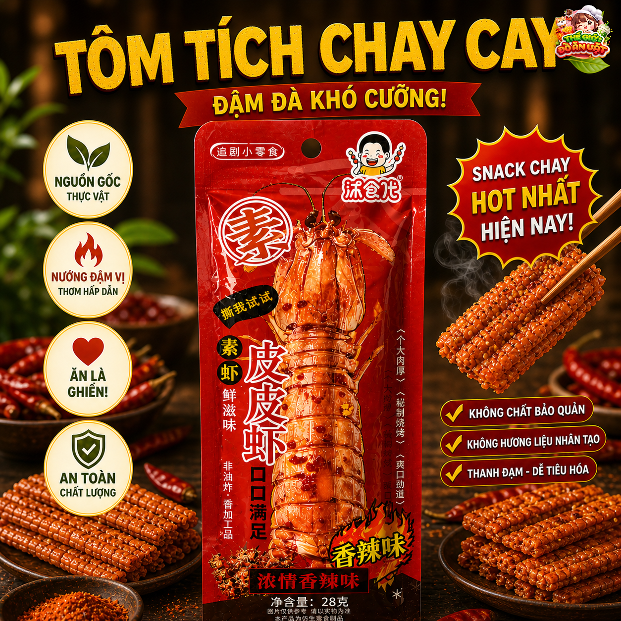 Tôm tít chay vị cay