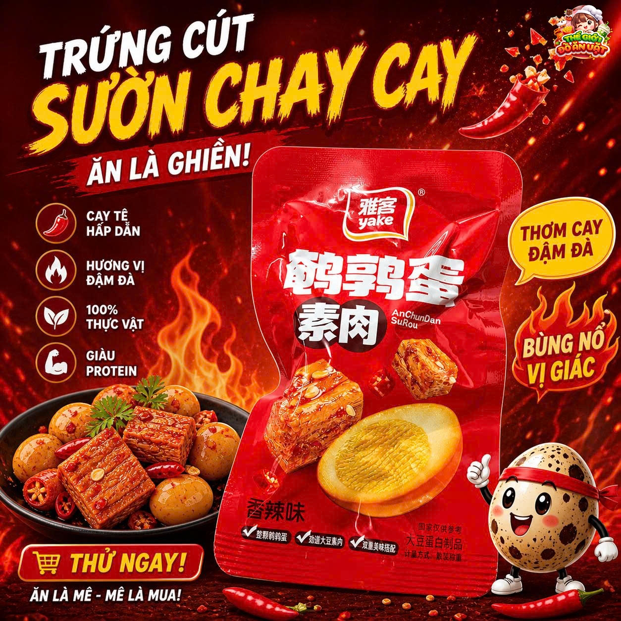 Trứng cút sườn chay vị cay