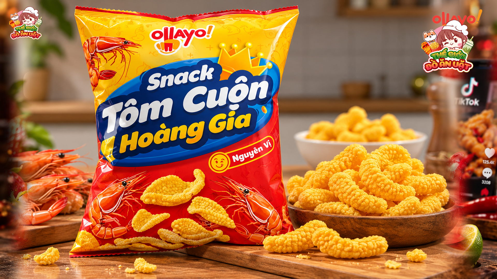 Snack t&ocirc;m cuộn Ho&agrave;ng Gia Ohayo đồ ăn vặt hot trend
