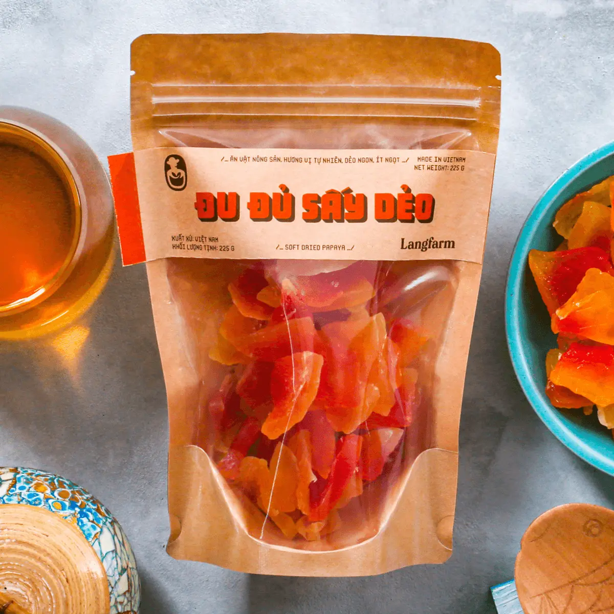 Đu đủ sấy dẻo, đặc sản Langfarm